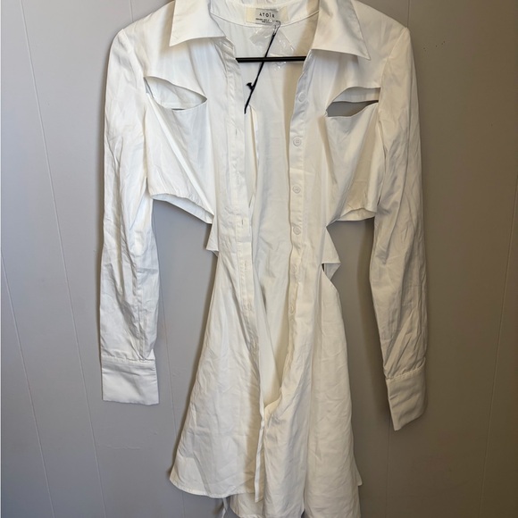 Atoir White Cutout Shirt Dress - Classic Collared Mini - Picture 3 of 6